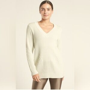 Athleta Teton V-Neck Textured Sweater – Cream – Size XS